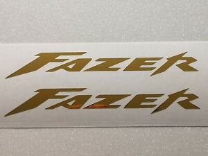 2 x FAZER • Motorrad Aufkleber • Sticker • Chrom Gold • Schriftzug • Yamaha FZS 