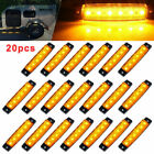 20Pcs 3.8" Smoked Amber Side Marker Indicator Lights 12V 6LED Trailer Truck