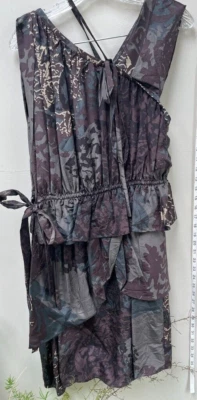 Vestido para mujer Robert Rodriguez talla 10 pasas 100 % seda sin mangas estampado de volantes nuevo con etiquetas Foto 1 de 4