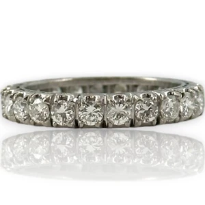 Palladium Custom Round Diamond 3.8mm Eternity Wedding Band Ring Size 8.5 - Picture 1 of 3