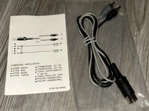 Vintage Video AV Cable w Audio For: Atari, Commodore, TI, Timex, Phillips - Picture 1 of 6
