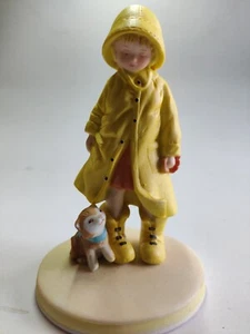 Kit N Kat Figurine - RARE 80's Kitten W/ Raincoat And Umbrella, Ships Today! - Picture 1 of 5