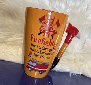 Feuerwehrbecher Hellorange mit rotem Innenraum. Einzigartige Details. Tolles Geschenk! - Bild 1 von 8