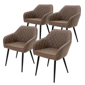 Juego 4 sillas de comedor / salón PU piel imitación marrón patas de acero 80 cm - Imagen 1 de 6