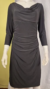 Vintage klassisch schwarz Ralph Lauren Damen Kleid 8 drapiert Wasserfallausschnitt Old Money - Bild 1 von 15