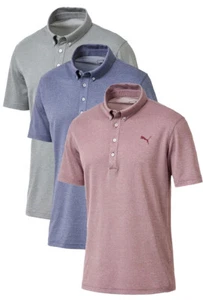 Puma Golf Mens Tailored Oxford Heather Polo, Button Down Collar NEW - Picture 1 of 4
