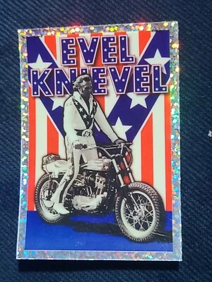 Evel Knievel Sparkle Motorcycle Jumping Sticker High Gloss 1970s Daredevil Decal