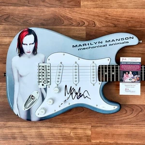 MARILYN MANSON signierte Gitarre kundenspezifische Grafik 1/1 JSA COA MECHANISCHE TIERE - Bild 1 von 3