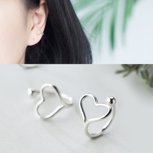 Damen Ohrklemmen HERZ echt Sterling Silber 925 Ohrringe Ear Cuff ohne Loch