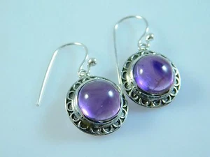 925 Solid Sterling Silver New Girl's Fashion Earrings Natural AMETHYST Gemstones - Imagen 1 de 6