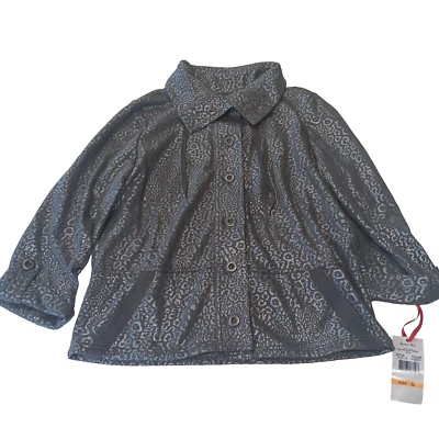Ruby Rd. silver/grey animal print cotton blend light jacket size small - Image 1 of 4