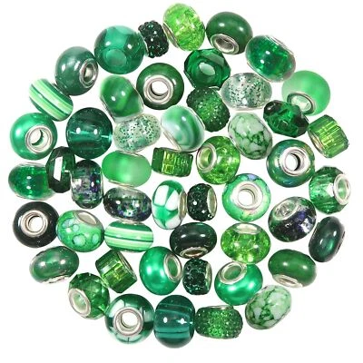 TOAOB 50 piezas Surtido Resina Cuentas Europeas Verde Gran Agujero Murano Espaciador Be... Foto 1 de 4