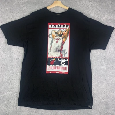Majestic NBA Miami Heat Lebron James Ticket Basketball Black T-Shirt Mens XLarge - Image 1 of 4