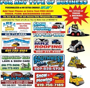 2 Magnetic Full Color Custom SIGNS Snow Plowing, Landscaping, Construction Signs - Picture 1 of 2