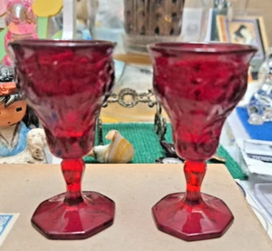 Antique McKee Glass Co Rock Ruby Red cordial glasses (2) - RARE 1930s gem - Picture 1 of 10