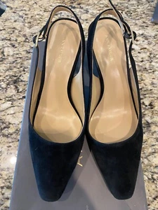 - Ann Taylor Evita Nip Toe Suede Slingback 3" Pumps size 7 1/2M - Picture 1 of 10