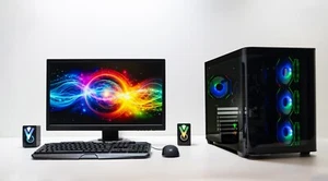 Curved Glass Gaming PC Bundle 24" 12th Gen 16GB DDR5 1TB M.2+3TB HD RTX 5060Ti - Afbeelding 1 van 10