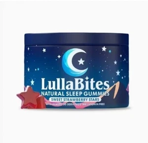 5 Bottles LullaBites Natural Sleep Gummies Strawberry Stars Flavor 60 Gummies - Picture 1 of 9