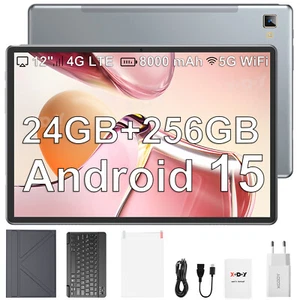 12 Zoll Android 15 Tablet 24+256GB(1TB TF) 2SIM 4G LTE 13MP 5G WiFi 8000mAh GPS - Bild 1 von 34