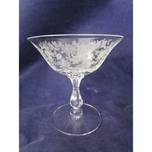 Cherokee Rose Tiffin Franciscan Floral Medallion Etched Low Champagne Sherbet - Picture 1 of 13
