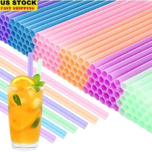 1600 Pcs Jumbo Smoothie Straws Bulk Disposable Wide Mouth Plastic Boba Straws US - Picture 1 of 2