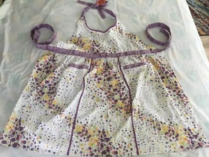 NUEVO Lindas Flores y Flores Blanco Lavanda Floral Algodón Delantal Parche Bolsillos - Imagen 1 de 5