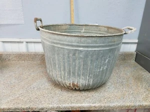 Bushel Basket Vintage Galvanized Metal Handles Used Franklyn 2 Bushel - Picture 1 of 9