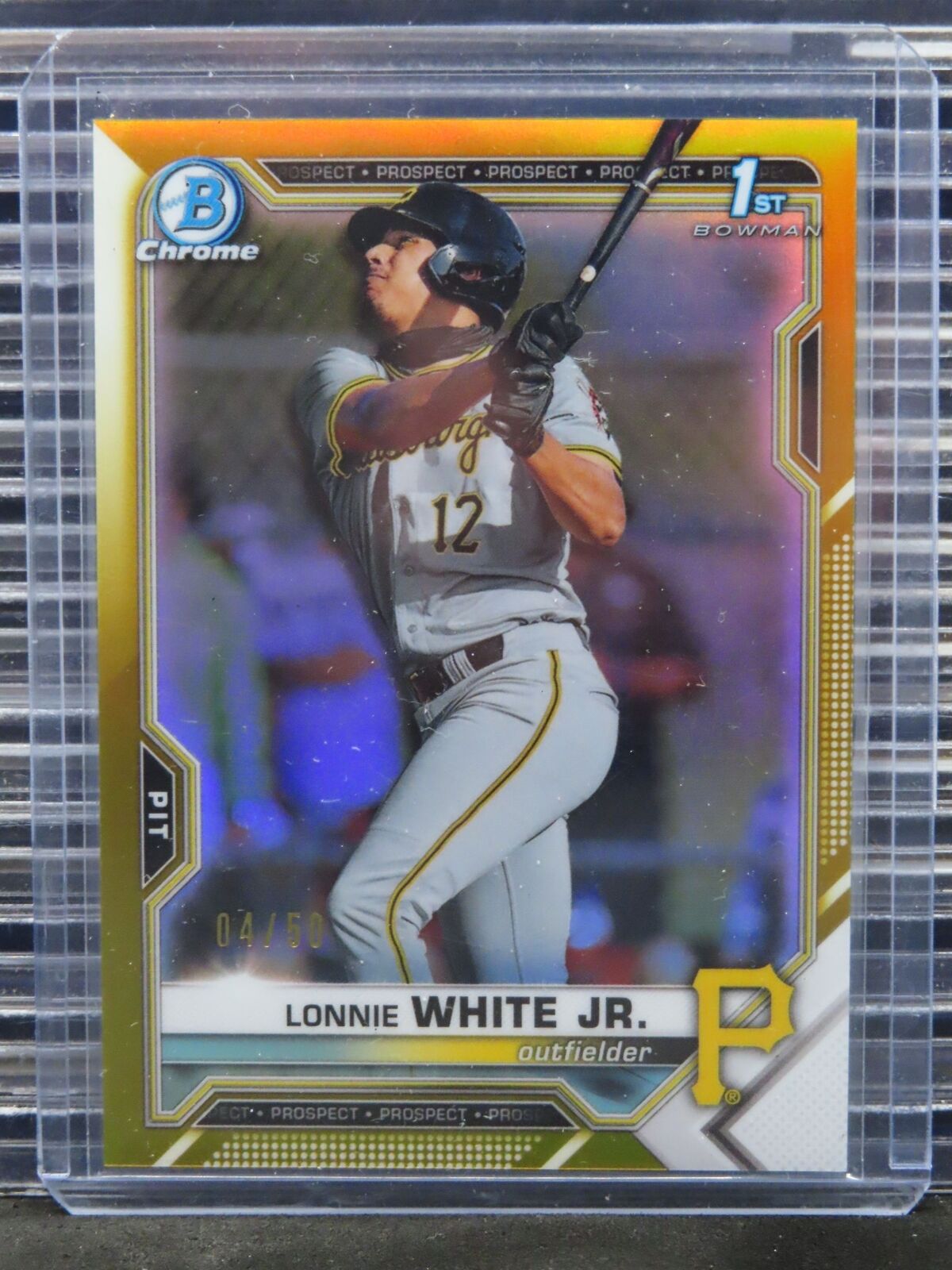 2021 Bowman Chrome Draft Lonnie White Jr Gold Refractor #04/50 Pirates L149