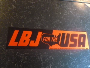 Lyndon Johnson Bumper Sticker LBJ For The USA Campaign Decal 1964 Presidential - Picture 1 of 4