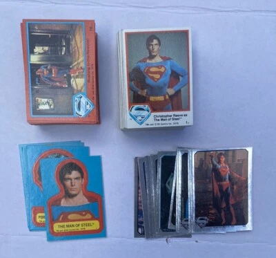 SUPERMAN MOVIE TRADING CARD SETS 1 & 2 W/BASE PORTRAITS STICKERS FOIL TOPPS 1978 - Image 1 of 4