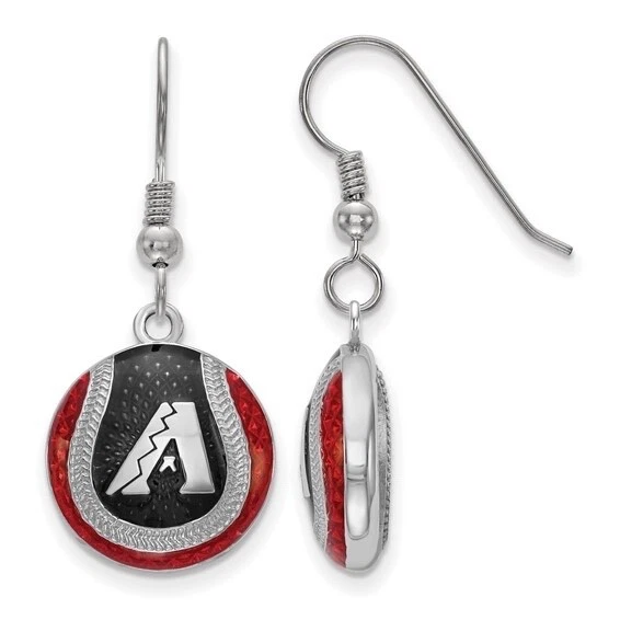 Arizona Diamondbacks Enameled Baseball Dangle MLB Earrings SS521DIA $183.90 - Image 1 of 2