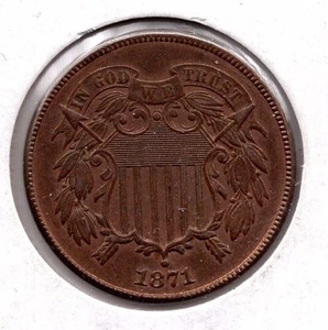 1871 Two Cent Piece - Picture 1 of 2
