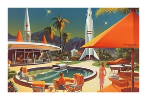 1960s Atomic Age Art Print aq5 - Picture 1 of 2
