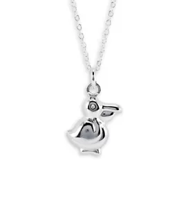 925 Silver Parrot Pelican Bird Pendant Charm Necklace - S-488SIL - Picture 1 of 1