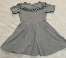 Janie and Jack Girls Gray Dress Size 8 (X) Short Sleeve Ruffle Fit and Flare