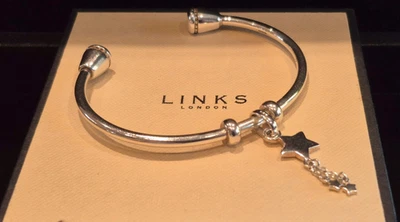 Links of London sterling silver star charm tassel torque bangle bracelet boxed - Image 1 of 4