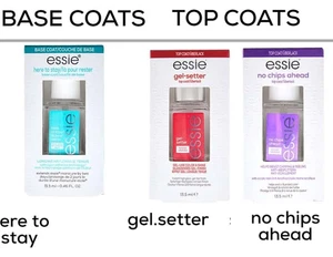 Essie Gel Setter, Here To Stay Base Coat, Smalto per Unghie No Chips Away Top Coat - Foto 1 di 8