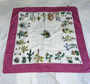 Flora Scandanavica Vintage rosa Bordüre Blumen quadratischer Schal 30"x30" - Bild 1 von 11