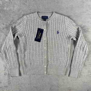 NEW Polo Ralph Lauren Girls Mini Cable Knit Cardigan Gray Size Small Kids (7) - Picture 1 of 9