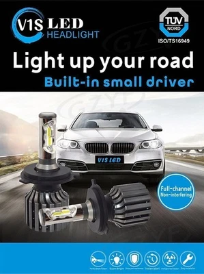 Pair Car H4 LED DRL Headlights Head Lights Bulbs Kit Hi-Lo Beam Head lamp 6000LM - Image 1 of 4