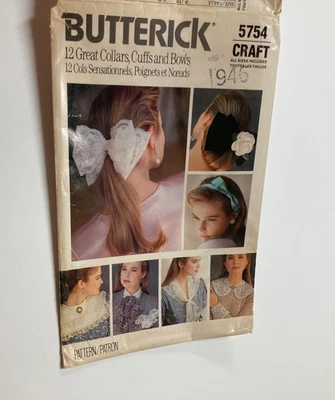 Accesorios para el cabello Butterick 5754 puños de moño 1987 pliegues de fábrica sin cortar Foto 1 de 4