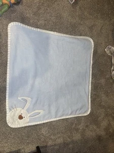Pitter Patter Baby Blanket Lovey Blue White Bunny Corner Plush Super Soft 30x30” - Picture 1 of 10
