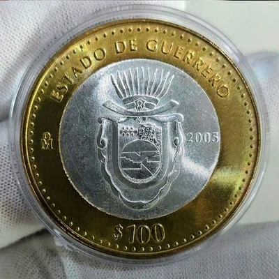 MESSICO 100 PESOS 2005 GUERRERO 1/2 ONCIA OZ ARGENTO SILVER PURO 999 GEM LUSTER - Immagine 1 di 4