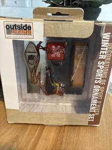 Set of 4 Outside Inside Camping Themed Ornaments Christmas - Picture 1 of 2
