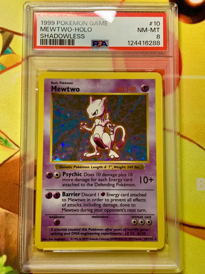 PSA 8 Mewtwo NM-MT  Base Set Shadowless Holo Pokemon  10/102 1999 - Image 1 of 2