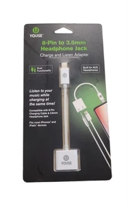 Adattatore AUX Sdoppiatore da 8 Pin a 3.5mm Jack Cuffie per iPhone 7 8 Plus X XS - Foto 1 di 4