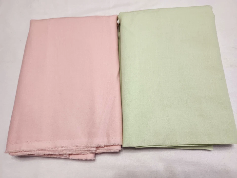 Lot (2) 3 Yard Cuts SOLIDS Light Pink Light Green Cotton Fabric - Image 1 of 1