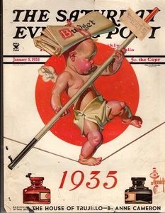 1935 Saturday Evening Post  January 5  Budget Baby - J C Leyendecker Cover - Picture 1 of 1