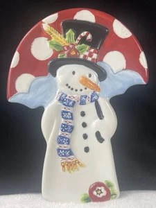 De colección 2003 Mary Engelbreit Muñeco de Nieve Cuchara Descanso Navidad Top Sombrero Lunares Invierno - Imagen 1 de 13