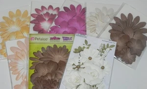 LOT MULBERRY PAPER FLOWERS BROWN PINK WHITE PETALOO PLUS OTHERS - Picture 1 of 1